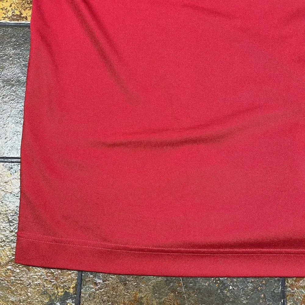 VTG 90s Nike Soccer Jersey Red Black Center Stripe Swoosh Mens L